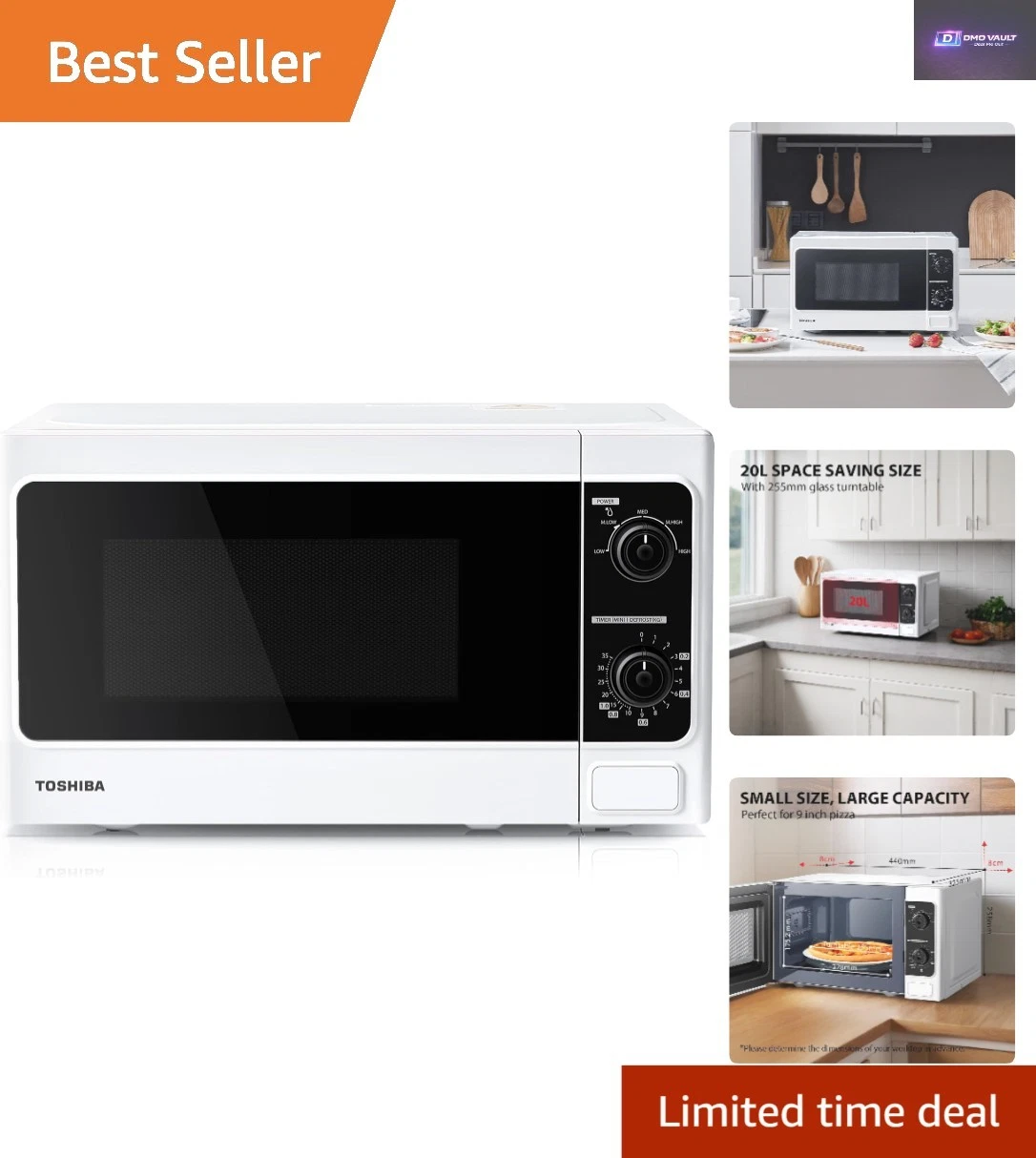 Versatile 20L 800W Manual Microwave with Adjustable Timer - Compact White Design
Opens in a new wind