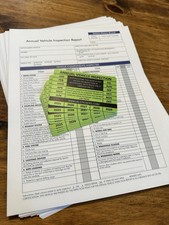 10 Pack Annual Vehicle Inspection Sticker Trucks Trailers Semi  10 Forms green