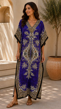 Kaftan Dress Long Size Loose Casual Boho Womens Kimono Sleeve Maxi Dress Caftan