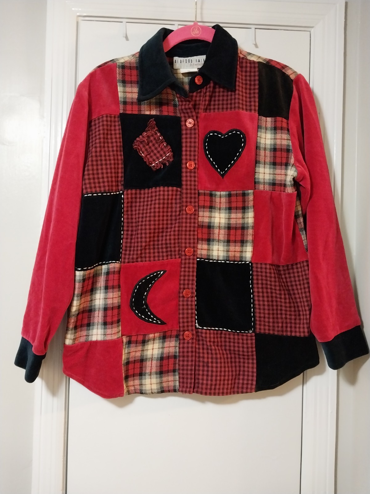 Bedford Fair Women's Patchwork Button Down Top Sz… - image 3