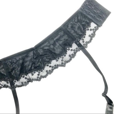 Miss Naory by Christies Black Garter Belt w Swarovski Crystals & Chiffon Ruffle | eBay Miss Naory by Christies Black Garter Belt w Swarovski Crystals & Chiffon Ruffle | eBay