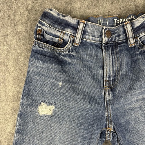 GAP Denim Jeans Boys Size 7 Stretch Straight Blue Medium Wash Casual Distressed - Picture 3 of 13