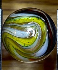 DAS/JABO NICE DARK OXBLOOD-SHOT AND AVENTURINE SWIRLED SHOOTER .69" M219