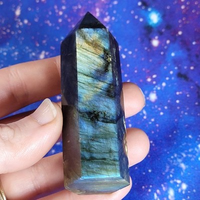 Labradorite Obelisk Tower  Rainbow Flash 65g  3'' Natural Healing Crystal