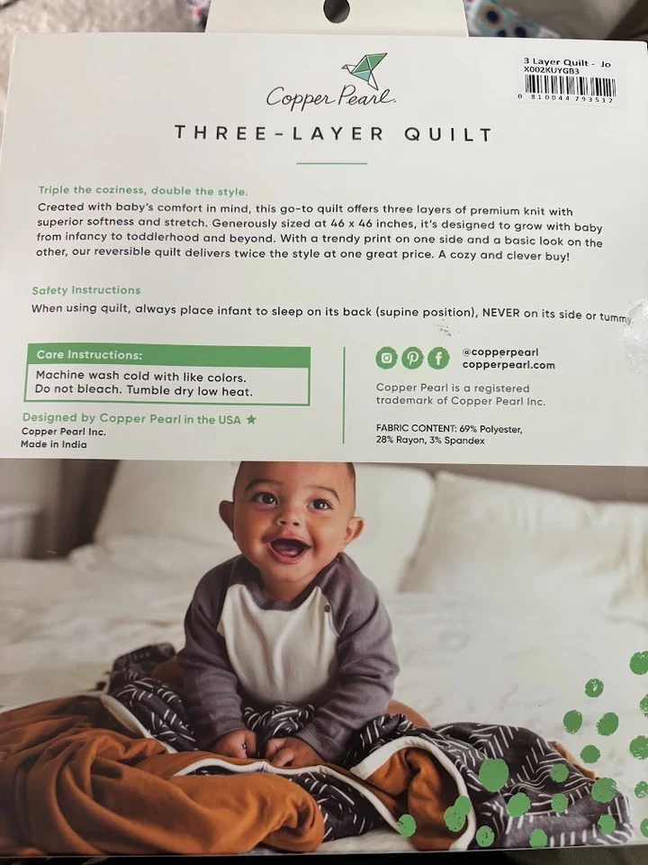 Farm Jo Verde 3 Capas Edredón Bebé 46" Niño Pequeño Manta Cobre Perla Vaca Tractor Foto 3 de 4