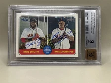 2018 TOPPS HERITAGE DAVID ORTIZ & RAFAEL DEVERS Real One Dual Auto #08/25 RC BGS