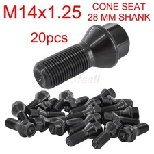 Conical Seat Lug Bolts 1.1 28mm Shank 14x1.25 Black 20pc Fits Bmw Stock Wheel Conical Seat Lug Bolts 1.1 28mm Shank 14x1.25 Black 20pc Fits Bmw Stock Wheel