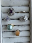Vintage Estate 7 Ring Lot Silver&Gold Tone Fashion Costume Jewelry