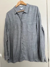 J Jill Sz Large Heather Gray Rayon Blend LS Button Front Tunic Blouse Shirt Top