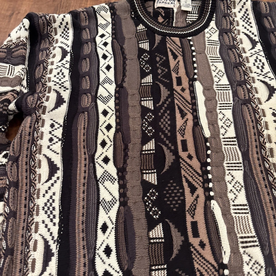 COTTON TRADERS mercerized cotton sweater LT vtg 90s cosby coogi striped biggie - Image 3 of 4