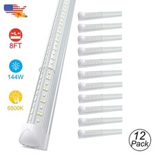 12 Pack 8' T8 LED Tube Light 144W 18000Lm Integrated Barn Ceiling Fixture 6500K