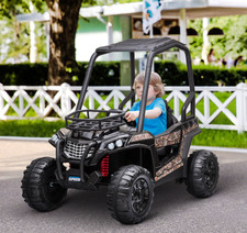 12V Kids Off-Road UTV Electric Ride On Car Black Camouflage High Roof Remote Con