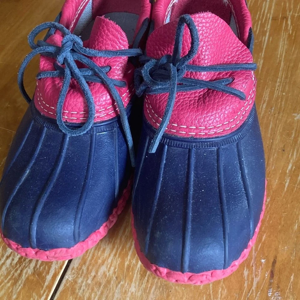LL Bean Botas Mujer Goma Moc Edición Limitada Azul Marino Rosa Impermeables Maine 7M(B) Foto 3 de 4