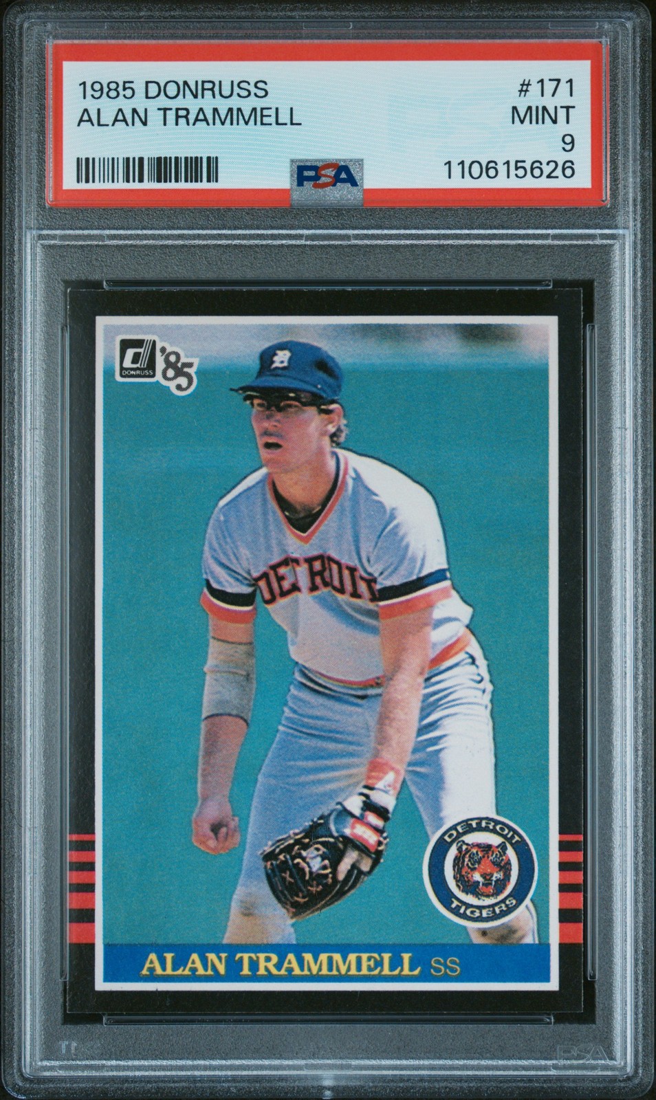 1985 DONRUSS #171 ALAN TRAMMELL PSA 9
