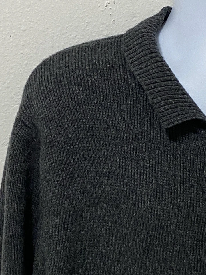 Pendleton Gray Lambs Wool Spread Collar Grandpa Cardigan Pockets Size Large - Image 4 of 4