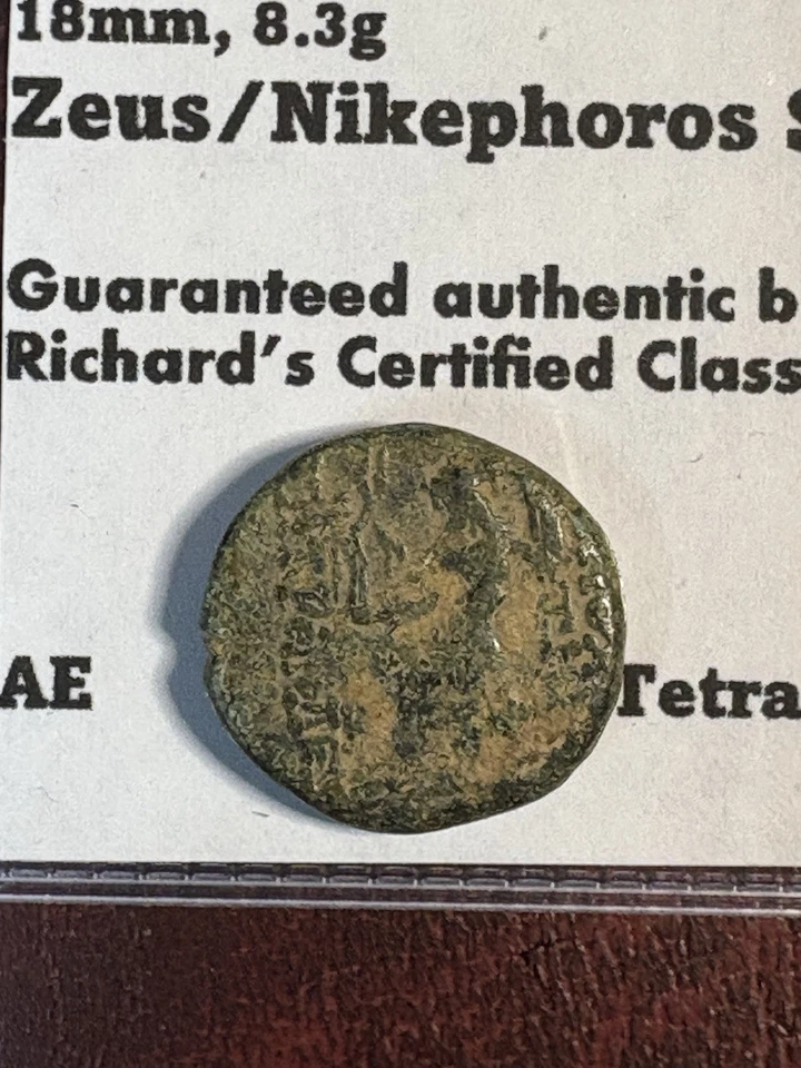 Ancient Greece Antioch 38-35BC Zeus/Nikephoros Seated. 18mm 8g Tetrachalkon CG11 - Image 4 of 4