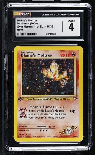 Blaine's Moltres (1st Edition) graded CGC 4 for sale on eBay