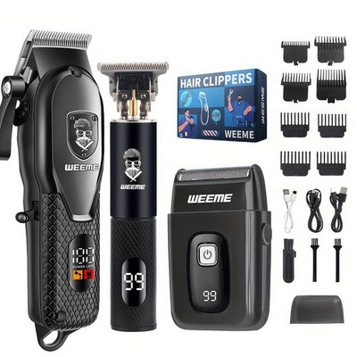 Professional Hair Cut Machine Barber Salon Cutting Trimmer Clipper Shaver Set US