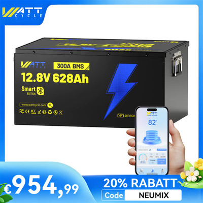 12V 628Ah LiFePO4 Akku Bluetooth Lithium Batterie 300A BMS Off-Grid Heimspeicher