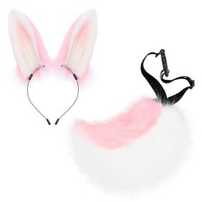 Faux Fur Furry Bunny Ears Headband And Tail Set Costume Accessories Easter