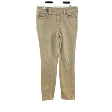 Cache Y2K Jeans Size 6 Tan Chestnut Mid Rise Skinny Ankle Crop Rhinestone Button