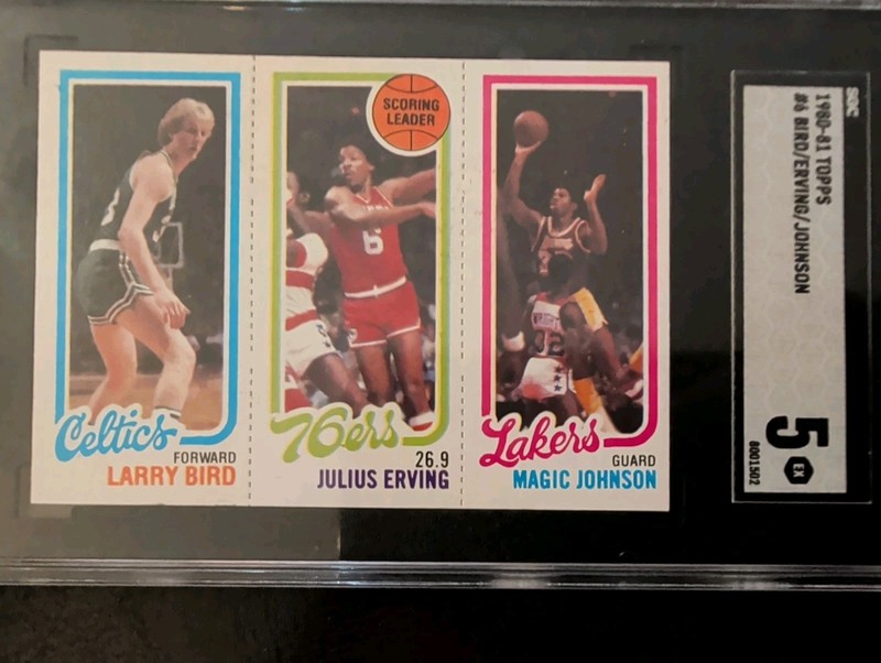 1980-81 Topps Larry Bird / Magic Johnson / Rookie RC Card SGC 5 GREAT EYE APPEAL