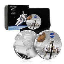 NASA 50mm Silver Plated Coin 2023 Samoa Half Dollar Limited Edition - Viking 1