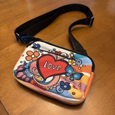 Brighton Power Of Love Crossbody Bag Color Art Flowers Heart 8  x 5  Wide Strap