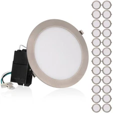 24 Pack 18W 8 Inch Ultra-Thin LED Recessed Light with J-Box, Satin Nickel