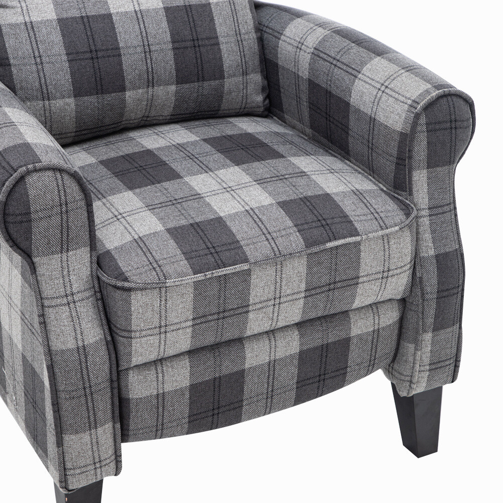 Recliner Armchair Orthopedic Tartan Chair HighBack Sofa Lounger Sleeper