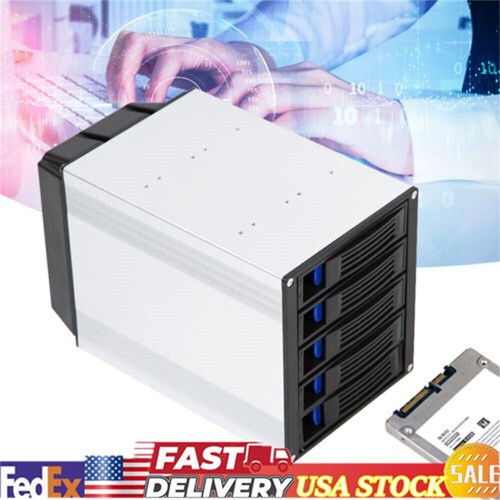 HDD Enclosure Hot Swap Cage 5-Bay 3 x 5.25" Drive Bays 5x SATA 3.5"/2.5"Sas HDD
