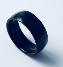 Unisex 316L Black Stainless Steel 8mm Ring Plain Wedding Band Size 6-13 NEW SS55