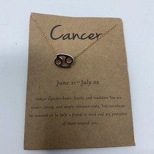 Cancer Gold Tone Zodiac Birthday Pendant Necklace NWT