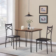 3/5 Piece Dining Table Set Chairs Wood Top Home Kitchen Breakfast Metal Table