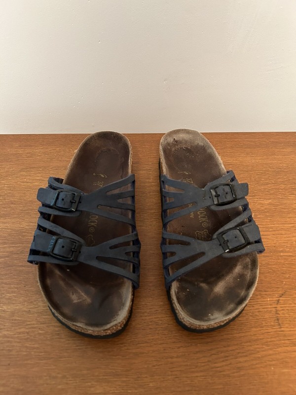 Birkenstock Womans Navy Narrow Strappy Sandals Size 37