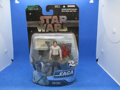CHASE HAN SOLO & GREY HOLO HAN    2006 MOC Chrome Galactic Hunt Star Wars Saga