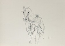 Otto Dill. Pferdeführer. Orig. Federzeichnung mit Tusche. Signiert.