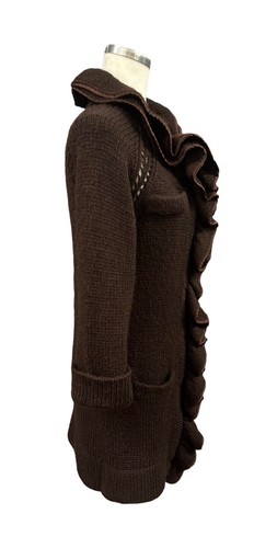 Cardigan Anthropologie Nanette Lepore Maglione Lana Mohair Taglia S Finitura Seta Ruffle - Foto 4 di 21