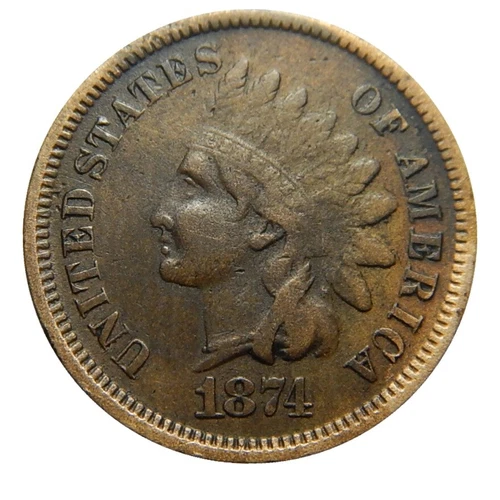 Indian head cent/penny 1874 mid grade
