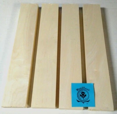 WOOD-HAWK 4 ASPEN 3/4" x 2" x 24" Wood Lumber Boards DIY Carve Build Models Crates Frames