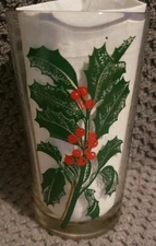 Vintage 5" Boscul Peanut Butter Glass Holly & Berry Red & Green Swanky Swig