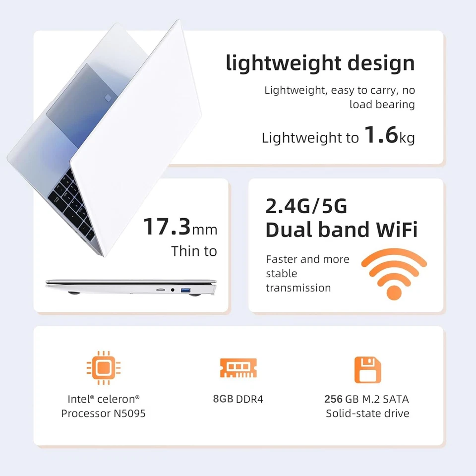15.6'' IPS Laptop Intel Celeron N5095 DDR4 RAM-8GB SSD-256GB Windows Notebook PC - image 3 of 4