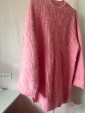 Angora Sweater Blended Jumper Fluffy Fuzzy Super Soft Pullover Side Slit Knit