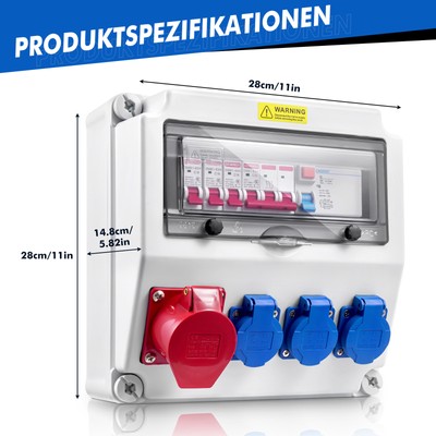 BAUSTROMVERTEILER WANDVERTEILER KOMPLETT VERDRAHTET 40A 16A 230V BALS DOSE CEE