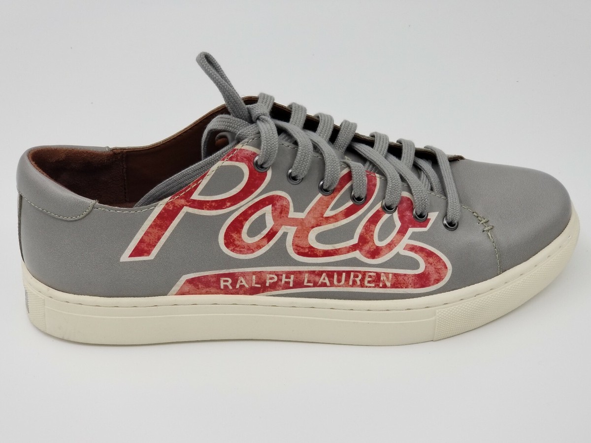 Polo Ralph Lauren Men's Jermain Sneakers gray grey red size