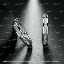 Women Hoop Earring 14k White Gold Plated 2Ct Round Cut Lab-Created Diamond