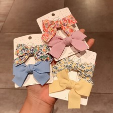 2 Pcs/Set Kids Cute Bow Hairpin Girls Sweet Barrettes Hair Clip Grip Accessories