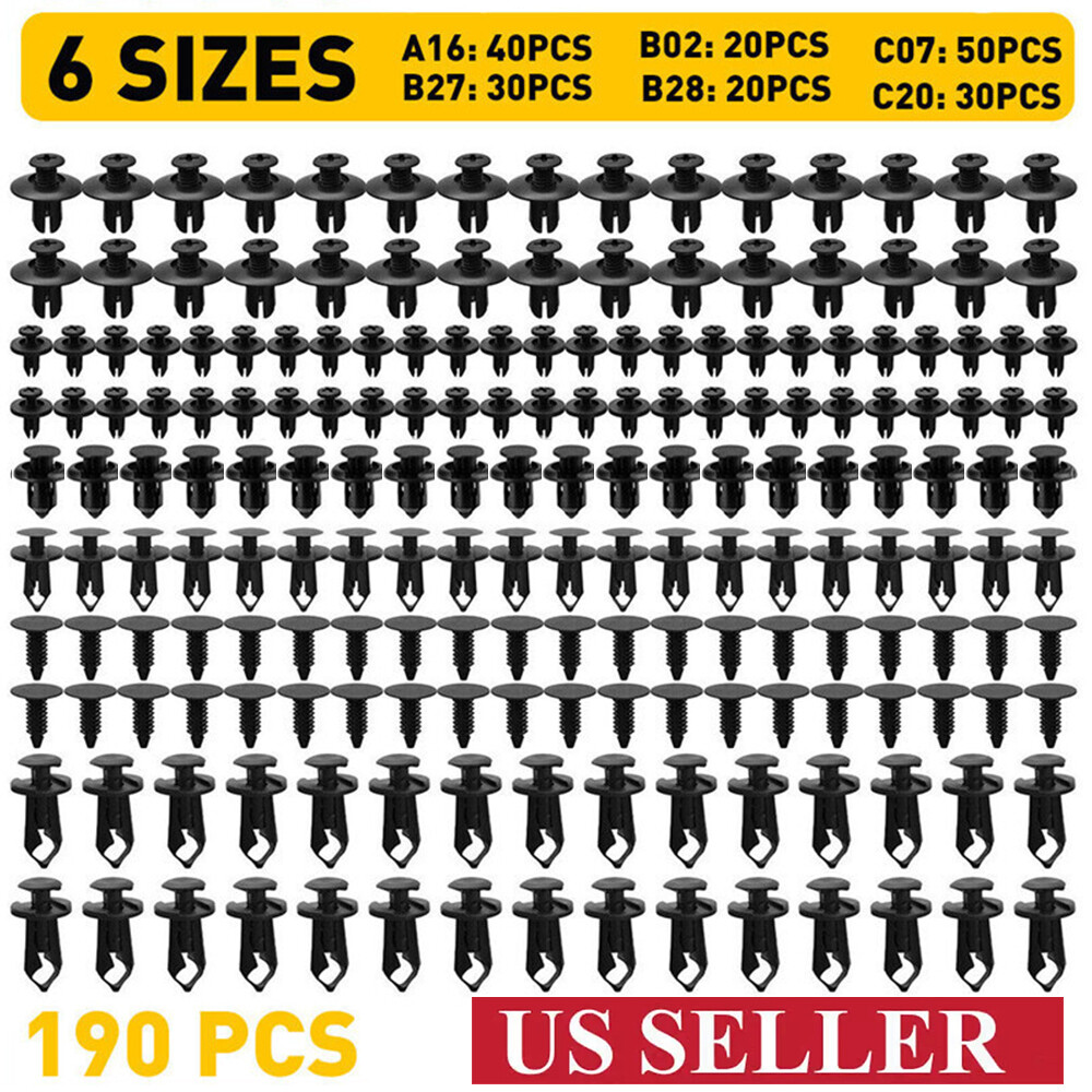 190Pcs Car Clips for Hole Plastic Rivets Retainer Fender Push Pin Fastener Bumpe