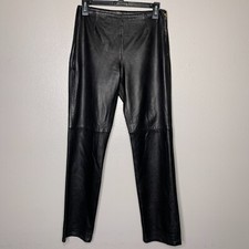 Hugo Buscati Collection Vintage Black Leather Pants Zip Size Petite Pants SZ 6