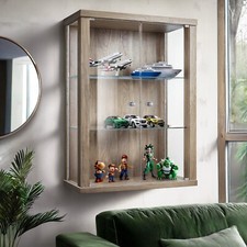 K-Möbel Glasvitrine in Sonoma Eiche (80x60x25cm); Regal Schrank Sammlervitrine